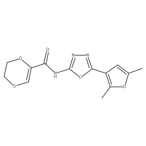 N-(5-(2,5-dimethylfuran-3-yl)-1,3,4-oxadiazol-2-yl)-5,6-dihydro-1,4-dioxine-2-carboxamide结构式