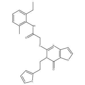 N-(2-ethyl-6-methylphenyl)-2-({4-oxo-3-[2-(thiophen-2-yl)ethyl]-3,4-dihydrothieno[3,2-d]pyrimidin-2-yl}sulfanyl)acetamide结构式