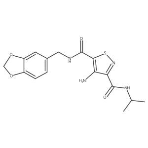 4-amino-N5-[(2H-1,3-benzodioxol-5-yl)methyl]-N3-(propan-2-yl)-1,2-thiazole-3,5-dicarboxamide Structure