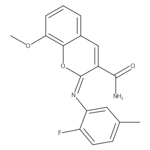 (2Z)-2-[(2-fluoro-5-methylphenyl)imino]-8-methoxy-2H-chromene-3-carboxamide结构式