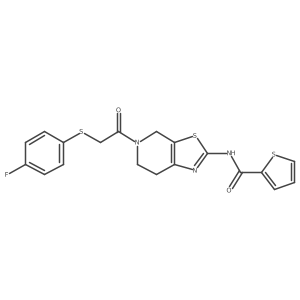 N-(5-(2-((4-fluorophenyl)thio)acetyl)-4,5,6,7-tetrahydrothiazolo[5,4-c]pyridin-2-yl)thiophene-2-carboxamide结构式