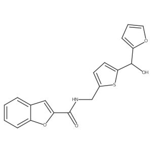 N-((5-(furan-2-yl(hydroxy)methyl)thiophen-2-yl)methyl)benzofuran-2-carboxamide Structure