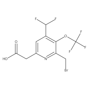 2-(Bromomethyl)-4-(difluoromethyl)-3-(trifluoromethoxy)pyridine-6-acetic acid Structure