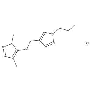 2,4-dimethyl-N-[(1-propylpyrazol-4-yl)methyl]pyrazol-3-amine;hydrochloride结构式