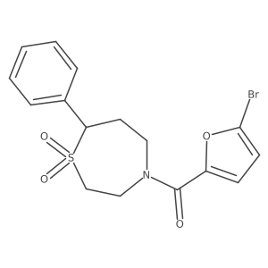 (5-Bromofuran-2-yl)(1,1-dioxido-7-phenyl-1,4-thiazepan-4-yl)methanone结构式