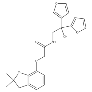 2-((2,2-dimethyl-2,3-dihydrobenzofuran-7-yl)oxy)-N-(2-(furan-2-yl)-2-(furan-3-yl)-2-hydroxyethyl)acetamide Structure