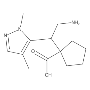 1-[2-Amino-1-(1,4-dimethyl-1H-pyrazol-5-yl)ethyl]cyclopentane-1-carboxylic acid结构式