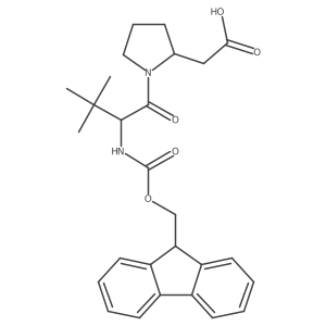 2-[(2R)-1-[(2S)-2-({[(9H-fluoren-9-yl)methoxy]carbonyl}amino)-3,3-dimethylbutanoyl]pyrrolidin-2-yl]acetic acid结构式