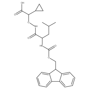 2-cyclopropyl-2-{[(2R)-2-({[(9H-fluoren-9-yl)methoxy]carbonyl}amino)-4-methylpentanamido]oxy}acetic acid结构式