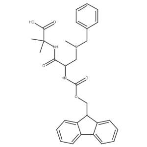 2-{3-[benzyl(methyl)amino]-2-({[(9H-fluoren-9-yl)methoxy]carbonyl}amino)propanamido}-2-methylpropanoic acid结构式