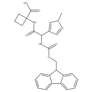 1-[2-({[(9H-fluoren-9-yl)methoxy]carbonyl}amino)-2-(1-methyl-1H-pyrazol-4-yl)acetamido]cyclobutane-1-carboxylic acid结构式