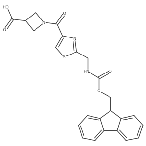 1-{2-[({[(9H-fluoren-9-yl)methoxy]carbonyl}amino)methyl]-1,3-thiazole-4-carbonyl}azetidine-3-carboxylic acid结构式