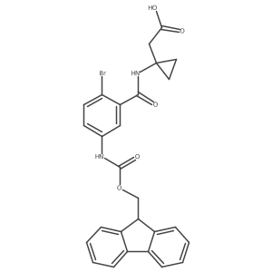 2-{1-[2-bromo-5-({[(9H-fluoren-9-yl)methoxy]carbonyl}amino)benzamido]cyclopropyl}acetic acid Structure