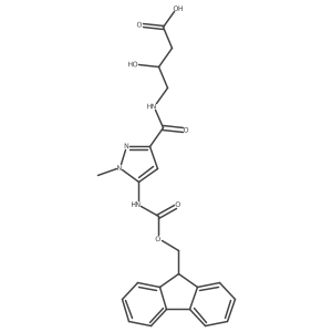 4-{[5-({[(9H-fluoren-9-yl)methoxy]carbonyl}amino)-1-methyl-1H-pyrazol-3-yl]formamido}-3-hydroxybutanoic acid Structure
