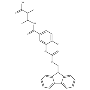 3-{[4-chloro-3-({[(9H-fluoren-9-yl)methoxy]carbonyl}amino)phenyl]formamido}-2-methylbutanoic acid结构式