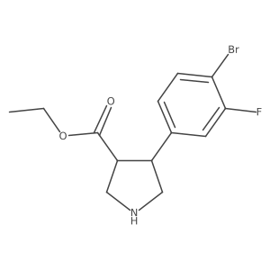 rac-ethyl (3R,4S)-4-(4-bromo-3-fluorophenyl)pyrrolidine-3-carboxylate结构式