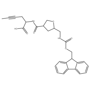 rac-2-{[(3R,5R)-5-[({[(9H-fluoren-9-yl)methoxy]carbonyl}amino)methyl]oxolan-3-yl]formamido}hex-4-ynoic acid结构式