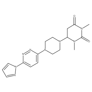 1,3-Dimethyl-6-[4-(6-pyrazol-1-ylpyridazin-3-yl)piperazin-1-yl]-1,3-diazinane-2,4-dione结构式