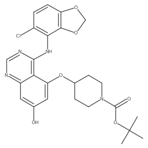 Tert-butyl 4({4-[(5-chloro-1,3-benzodioxol-4-yl)amino]-7-hydroxyquinazolin-5-yl}oxy)piperidine-1-carboxylate Structure