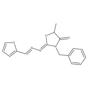 (2E)-3-benzyl-2-[(E)-furan-2-ylmethylidenehydrazinylidene]-5-methyl-1,3-thiazolidin-4-one Structure