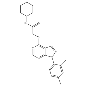 N-cyclohexyl-2-((1-(2,4-dimethylphenyl)-1H-pyrazolo[3,4-d]pyrimidin-4-yl)thio)acetamide Structure