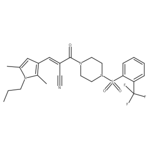 3-(2,5-Dimethyl-1-propyl-1h-pyrrol-3-yl)-2-{4-[2-(trifluoromethyl)benzenesulfonyl]piperazine-1-carbonyl}prop-2-enenitrile Structure