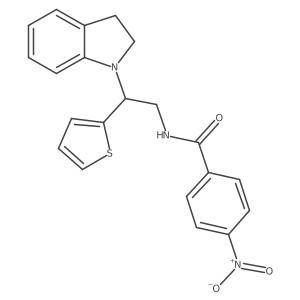 N-(2-(indolin-1-yl)-2-(thiophen-2-yl)ethyl)-4-nitrobenzamide结构式