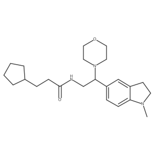 3-cyclopentyl-N-(2-(1-methylindolin-5-yl)-2-morpholinoethyl)propanamide结构式
