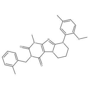 9-(2-methoxy-5-methylphenyl)-1-methyl-3-(2-methylbenzyl)-6,7,8,9-tetrahydropyrimido[2,1-f]purine-2,4(1H,3H)-dione结构式