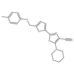 2-{5-[(4-Methylphenoxy)methyl]furan-2-yl}-5-(piperidin-1-yl)-1,3-oxazole-4-carbonitrile Structure