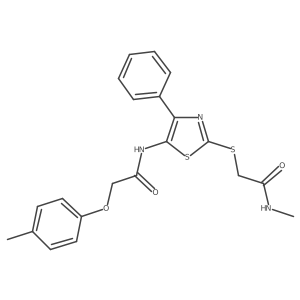 N-methyl-2-((4-phenyl-5-(2-(p-tolyloxy)acetamido)thiazol-2-yl)thio)acetamide结构式