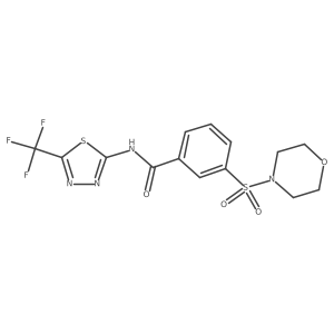 3-(morpholinosulfonyl)-N-(5-(trifluoromethyl)-1,3,4-thiadiazol-2-yl)benzamide结构式