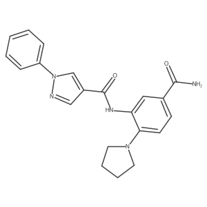 N-(5-Carbamoyl-2-(pyrrolidin-1-yl)phenyl)-1-phenyl-1H-pyrazole-4-carboxamide结构式