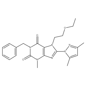 1-benzyl-8-(3,5-dimethyl-1H-pyrazol-1-yl)-7-(2-ethoxyethyl)-3-methyl-1H-purine-2,6(3H,7H)-dione Structure