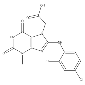 2-(8-((2,4-dichlorophenyl)amino)-3-methyl-2,6-dioxo-2,3-dihydro-1H-purin-7(6H)-yl)acetic acid结构式