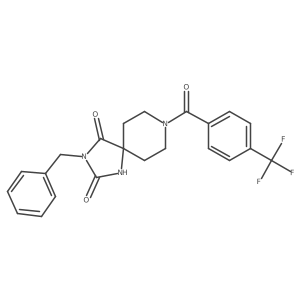 3-Benzyl-8-[4-(trifluoromethyl)benzoyl]-1,3,8-triazaspiro[4.5]decane-2,4-dione结构式