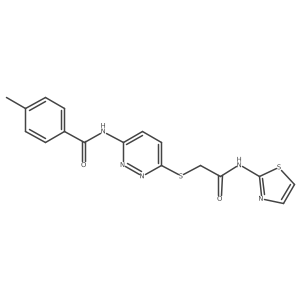 4-methyl-N-[6-({[(1,3-thiazol-2-yl)carbamoyl]methyl}sulfanyl)pyridazin-3-yl]benzamide Structure