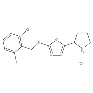 2-[(2-chloro-6-fluorophenyl)methylsulfanyl]-5-[(2S)-pyrrolidin-1-ium-2-yl]-1,3,4-oxadiazole;chloride结构式