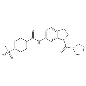 1-(methylsulfonyl)-N-(1-(tetrahydrofuran-2-carbonyl)indolin-6-yl)piperidine-4-carboxamide结构式