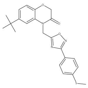 6-(tert-butyl)-4-((3-(4-(methylthio)phenyl)-1,2,4-oxadiazol-5-yl)methyl)-2H-benzo[b][1,4]oxazin-3(4H)-one结构式