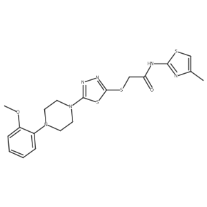 COc1ccccc1N1CCN(c2nnc(SCC(=O)Nc3nc(C)cs3)s2)CC1结构式