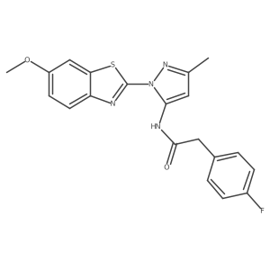 2-(4-fluorophenyl)-N-[1-(6-methoxy-1,3-benzothiazol-2-yl)-3-methyl-1H-pyrazol-5-yl]acetamide结构式