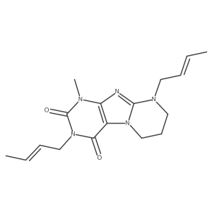 3,9-di((E)-but-2-en-1-yl)-1-methyl-6,7,8,9-tetrahydropyrimido[2,1-f]purine-2,4(1H,3H)-dione Structure