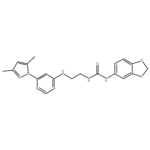 1-(benzo[d][1,3]dioxol-5-yl)-3-(2-((6-(3,5-dimethyl-1H-pyrazol-1-yl)pyrimidin-4-yl)amino)ethyl)urea结构式