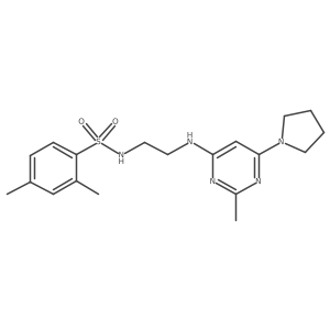 2,4-dimethyl-N-(2-((2-methyl-6-(pyrrolidin-1-yl)pyrimidin-4-yl)amino)ethyl)benzenesulfonamide结构式