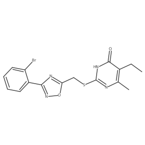 2-({[3-(2-Bromophenyl)-1,2,4-oxadiazol-5-yl]methyl}sulfanyl)-5-ethyl-6-methyl-4-pyrimidinol结构式