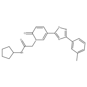 N-cyclopentyl-2-{5-[3-(3-methylphenyl)-1,2,4-oxadiazol-5-yl]-2-oxopyridin-1(2H)-yl}acetamide结构式