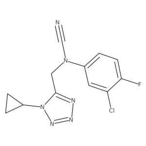 (3-Chloro-4-fluorophenyl)-[(1-cyclopropyltetrazol-5-yl)methyl]cyanamide Structure