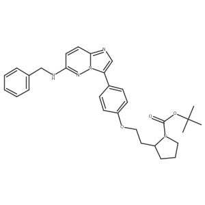 Tert-butyl (s)-2-(2-(4-(6-(benzylamino)imidazo[1,2-b]pyridazin-3-yl)phenoxy)ethyl)pyrrolidine-1-carboxylate Structure