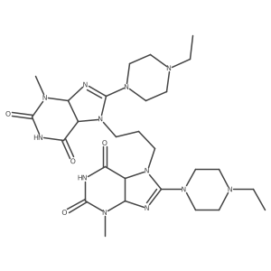 8-(4-Ethylpiperazin-1-yl)-7-[3-[8-(4-ethylpiperazin-1-yl)-3-methyl-2,6-dioxo-4,5-dihydropurin-7-yl]propyl]-3-methyl-4,5-dihydropurine-2,6-dione结构式